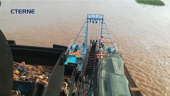 Draga con benna a catena in oro con sabbia da 28 m di profondità, 400 m3 per dragatrici di sabbia/attrezzatura per dragare diamanti a catena con benna