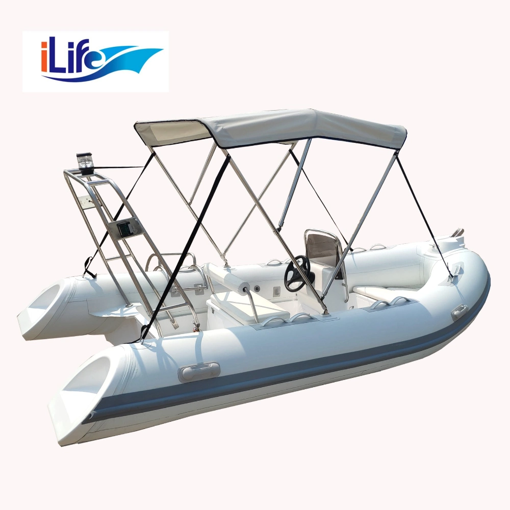 Ilife Hot Sale Rib Fishing Rigid Inflatable Aluminum Rubber Yacht Canoe Rowing Motor FRP Speed Rescue Sport Boat Sea Boat 4.3m Cheap Price