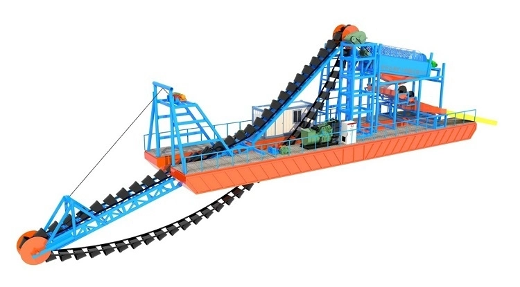 Bucket Chain 80t Alluvial Gold Dredger with ISO Certification