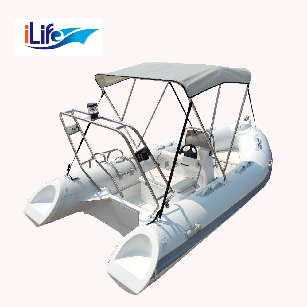 Ilife Hot Sale Rib Fishing Rigid Inflatable Aluminum Rubber Yacht Canoe Rowing Motor FRP Speed Rescue Sport Boat Sea Boat 4.3m Cheap Price